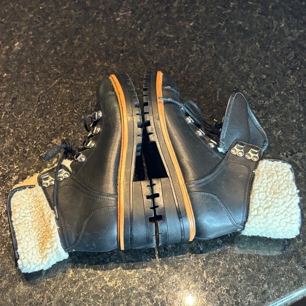 Marc Fisher Black and Cream Winter Boots